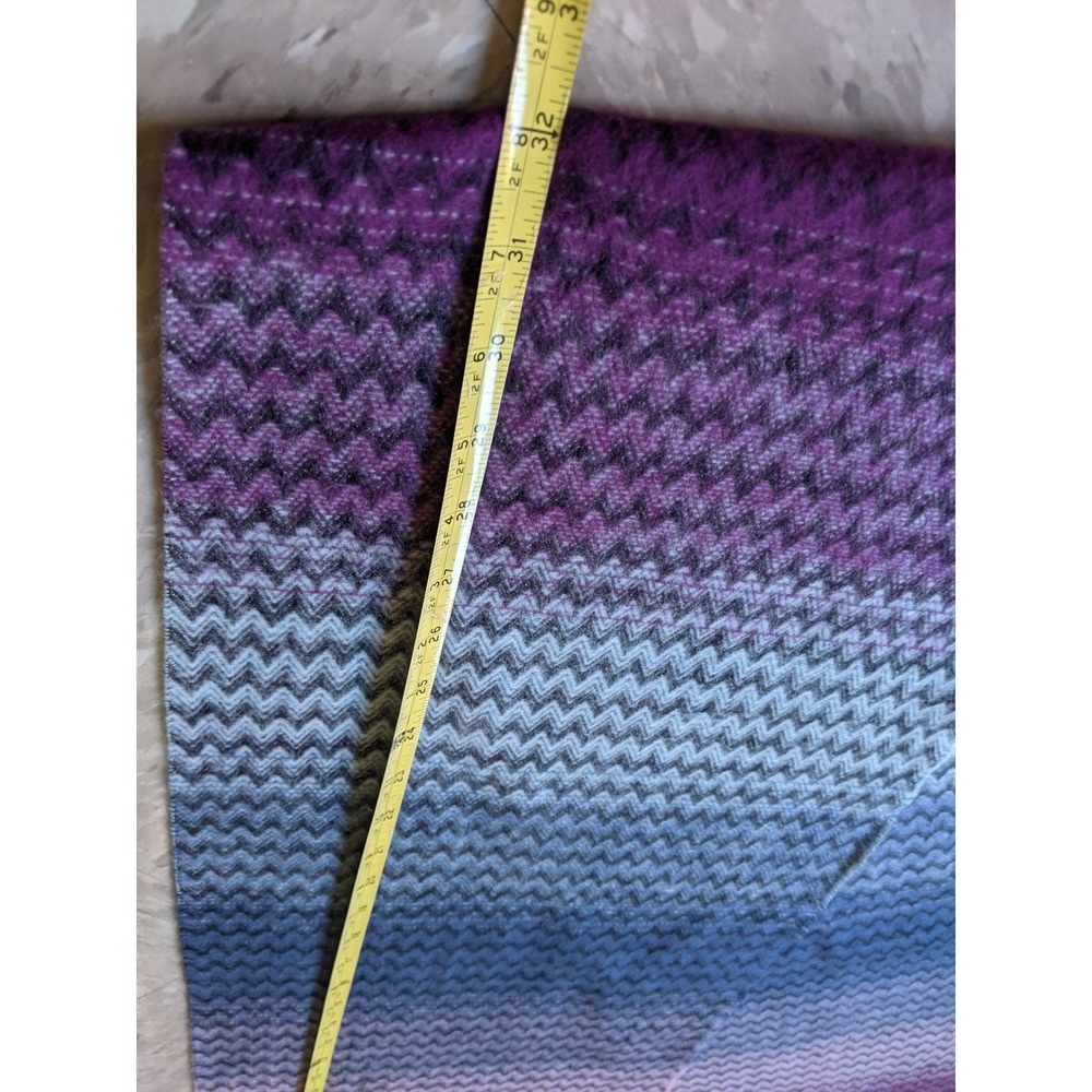 100% Cashmere Scarf Made in Germany Purple Blue Chevron Zigzag Fringe Ombre - Picture 5 of 6